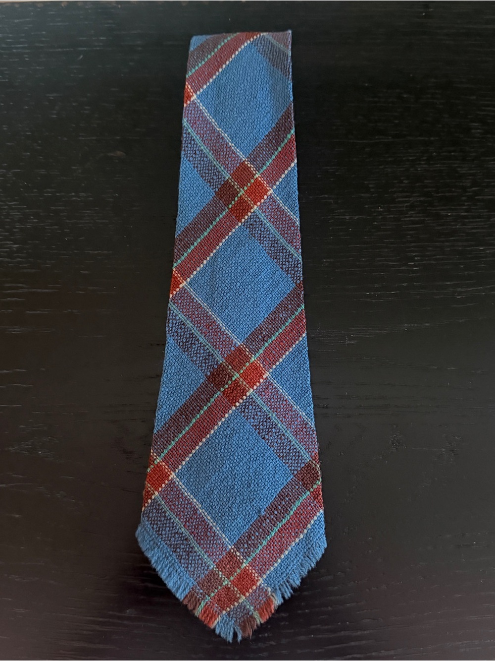 Vintage Chief Weavers Native American Indian Hand Loomed Wool Neck Tie Blue